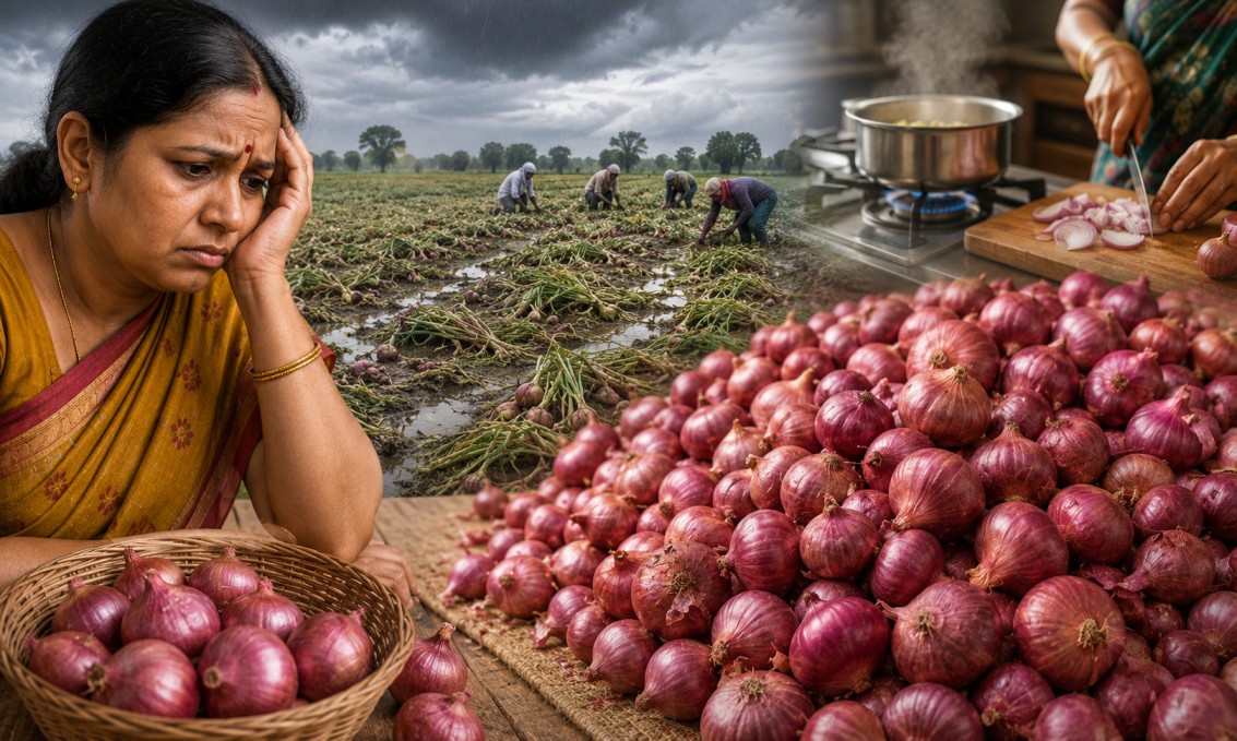 Onion Price Hike: देश में प्याज ने बढ़ाई रसोई की चिंता, बारिश से फसल खराब होने के बाद बढ़ सकते हैं दाम